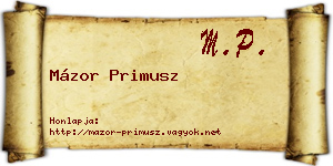 Mázor Primusz névjegykártya